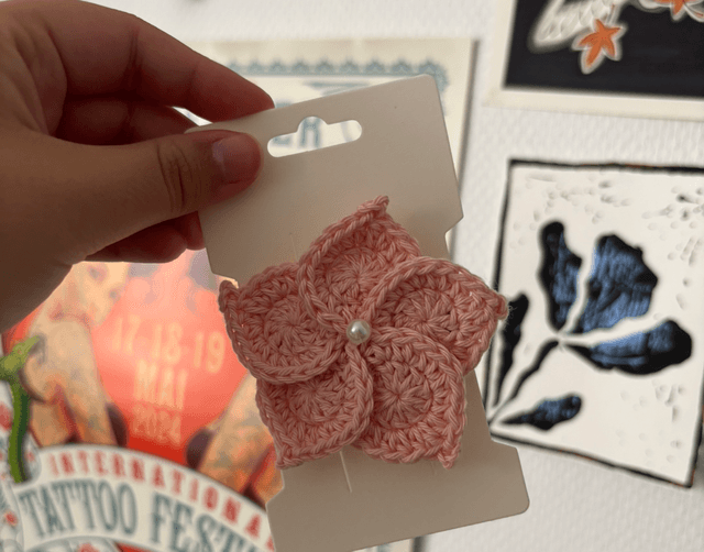 Barrette Fleur - Unicolore perlée