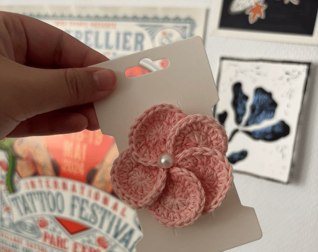 Barrette Fleur - Unicolore perlée