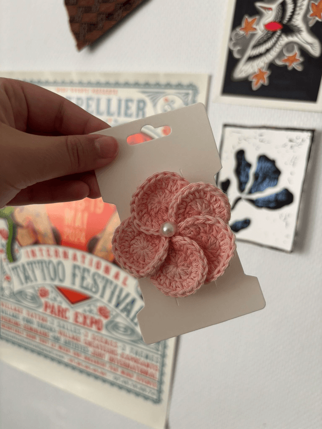 Barrette Fleur - Unicolore perlée