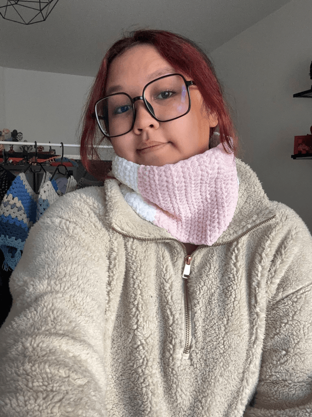 Cache-cou - Blanc et rose - Taille petit