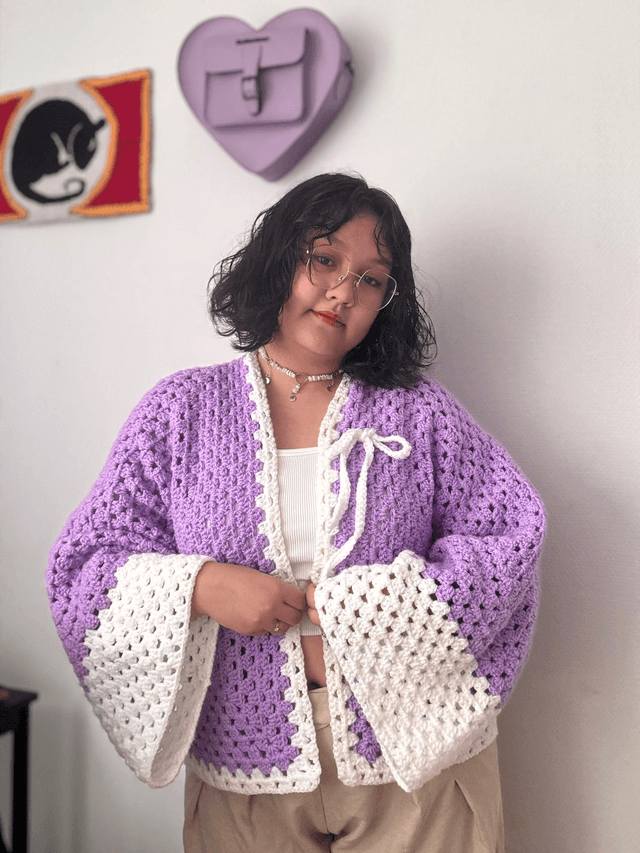 Kimono "Inspiration Lavande" – Pièce Unique - Taille unique