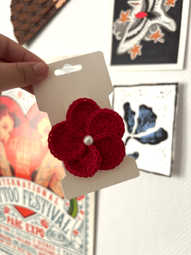 Barrette Fleur - Unicolore perlée