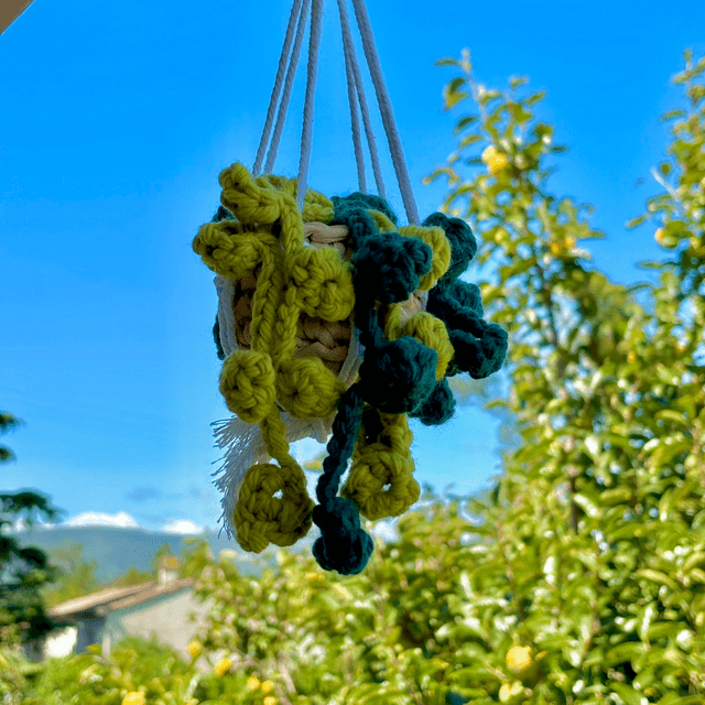 Pot suspendu macramé - Feuilles tombantes