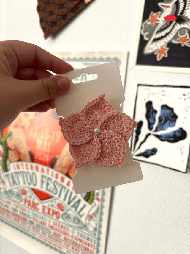 Barrette Fleur - Unicolore perlée